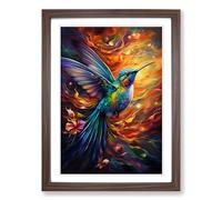 Hummingbird Expressionism Framed Print | A2 Walnut Framed Wall Art | Ready to Hang | Eclectic Historical Picture | Living Room Bedroom Lounge Office