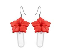 Hummingbird Feeder Earrings for Women That Hold Nectar, Red