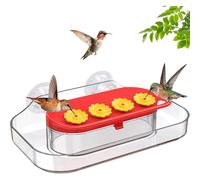 Hummingbird Feeder Window, Window Hummingbird Feeders for Outside, Suction Cup Hummingbird Feeder, Plastic Humming Bird Feeder with 4 Feeding Ports, 1