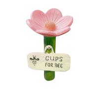 Hummingbird Feeder with Flower Design, Flower-Shaped Ceramic Bee Watering Station, Outdoor Pollinator Water Bowl, Bee Pollinator Feeder Drinking Cup with Stake Base for Outdoor Porch Terraces Yard