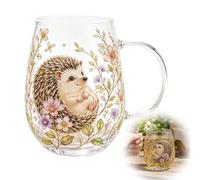 Hummingbird Flora Glass Cup,Cardinal Glass Mug with Handle, Elegant Clear Drinking Mugs with Flower Pattern, Bird and Outdoor Lovers, Floral Garden Lovers