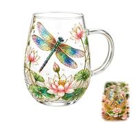Hummingbird Flora Glass Cup,Cardinal Glass Mug with Handle, Elegant Clear Drinking Mugs with Flower Pattern, Bird and Outdoor Lovers, Floral Garden Lovers