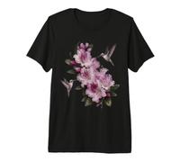 Hummingbird Floral Botanical Garden Pink Blossom Premium T-Shirt