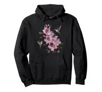 Hummingbird Floral Botanical Garden Pink Blossom Pullover Hoodie