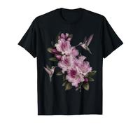 Hummingbird Floral Botanical Garden Pink Blossom T-Shirt