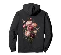 Hummingbird Floral Bouquet Botanical Pink Flower Pullover Hoodie