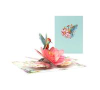 Hummingbird Flower Card for Birthdays Greeting with Envelope Elegant Wedding Anniversary Celebration Hummingbird Flower