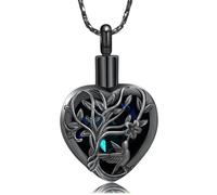 Hummingbird Flower Cremation Jewelry for Ashes Crystal Heart Tree of Life Urn Necklace Funeral Keepsake Memorial Pendant Ashes Holder for Women Men