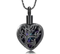 Hummingbird Flower Cremation Jewelry for Ashes Crystal Heart Tree of Life Urn Necklace Funeral Keepsake Memorial Pendant Ashes Holder for Women Men
