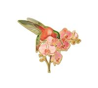 Hummingbird Flower Enamel Pin Delicate Vintage Animal Lapel Pins Colorful Luxury Bird Badges