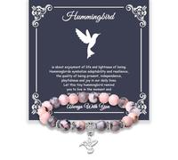 Hummingbird Gifts for Women, Motivational Gifts for Mom, Mothers Day Hummingbird Bracelet, Strength Bracelets for Women, Gifts for Her, Anxiety Bracelet, Stretch Natural Stone Beaded Bracelets, Middle