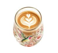 Hummingbird Glass Drinking Cup Elegant Multifunctional Drink Container | ative Glass Cup with Flowers and Hummingbirds for Coffee, Cold Drinks, Juice and Loose Tea Leaves, Mother, Girlfriend