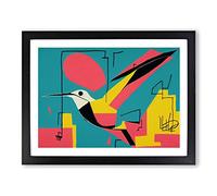 Hummingbird Graffiti Abstract Framed Wall Art Print A2 Black