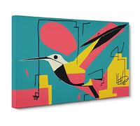 Hummingbird Graffiti Canvas Print | Gallery Wrapped 30mm Frame Wall Art | 30x20 inches | Ready to Hang | Abstract Picture | Living Room Bedroom Lounge Office