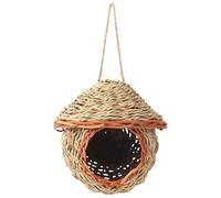 Hummingbird Grass House - Woven Grass Nest, Bird Hut Shelter, Parakeet Nest Box, Small Bird Home with Eco Friendly Design | Woven Hummingbird House for Sparrow Parakeet Finch Canary Chickadee C