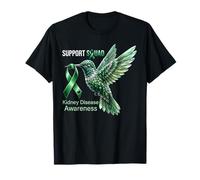 Hummingbird Green Ribbon Support Kidney Disease Awareness T-Shirt