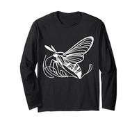 Hummingbird Hawk-Moth Line Art Nature Insect Design Long Sleeve T-Shirt
