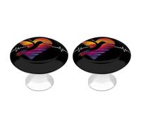 Hummingbird Heart ECG Print Cabinet Knobs Stainless Steel Round Drawer Pulls for Wardrob Doorknob