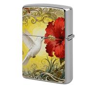 Hummingbird Hibiscus Lighter Case Metal Double-Sided Lighter Cover Pocket Lighters Sleeve Windproof Lighters Accessories for Men Women
