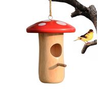 Hummingbird House - Hangable Chickadee Box | Mushroom-Shaped Hummingbird House, Handcrafted Wooden Bird Nesting Cottage With Hanging Chain | Weatherproof Outdoor Shelter For Garden, Patio & Cour