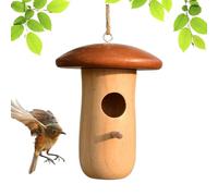 Hummingbird House, Hangable Chickadee Box, Wooden Cottage Mushroom Animal Shelter Decoration for Outdoor Garden Tree Porch Balcony Patio Courtyard