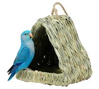 Hummingbird House - Woven Grass Hut Birdhouse for Sparrow, Parakeet with Nesting Function, Parakeet Nest for Parrot, Cockatiel, Finch, Canary, Chickadee Use, Natural Grass Material