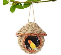 Hummingbird House - Woven Grass Hut Birdhouse for Sparrow, Parakeet with Nesting Function, Parakeet Nest for Parrot, Cockatiel, Finch, Canary, Chickadee Use, Natural Grass Material