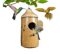 Hummingbird Houses for Outside,4.7×2inch Wooden Hummingbird House Hanging Decor,Natural Wooden Hummingbird Nest for Outdoor Garden Yard Decor