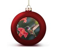 Hummingbird Hover Christmas Ball Ornaments - Shatterproof Plastic Vintage Rustic Xmas Tree Decorations Pendant for Family Holiday Wedding Party Xmas Hanging Decoration