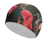 Hummingbird Hover Swim Cap for Women Men Swimming Hat Bath Waterproof Pool Caps for Long Thick Curly Hair