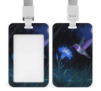 Hummingbird Id Badge Holder with Lanyard, Clear Vertical Card Protector Waterproof, Breakaway Safety Neck Strap, Heavy Duty Name Tag Holder for Nurse Teacher Officer Staff Women Men
