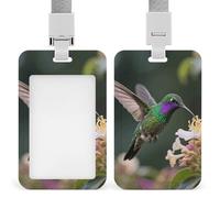 Hummingbird ID Badge Holder with Vertical Card Badge Holder Waterproof Plastic Card Sleeve Badges Protector Case Name Tag ID Card Holder for Office Doctor Nurse Teachers