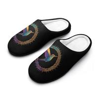 Hummingbird in An Intricate Celtic Frame Breathable Slippers Women Slip On Winter Warm House Slippers Shoes Bedroom 9-10（40-41）