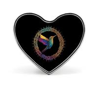 Hummingbird in an Intricate Celtic Frame Cute Brooch Badge Metal Heart Shaped Lapel Pins for Men Women Clothes Bag Hat Jewelry Accessories