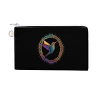 Hummingbird in an Intricate Celtic Frame Portable Canvas Coin Purse Fashion Pencil Case Travel Makeup Bag
