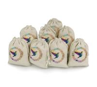 Hummingbird in An Intricate Celtic Frame Reusable Drawstring Bags 8 Pcs Jewellery Favour Pouch Christmas Halloween Candy