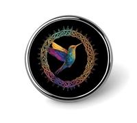 Hummingbird in An Intricate Celtic Frame Round Brooch Cute Pin Badges Decoration Jewellery for Men Women Metal Lapel Pins