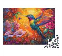 Hummingbird in Bloom 1000 Piece Puzzles for Adults on Thick Blue Board Colourful Jigsaws for Quiet Time Activities And Date Night Ideas 38x26cm/1000pcs
