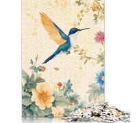 Hummingbird in Bloom Watercolor Puzzles 500 Pieces for Teenagers Gifts Puzzle for Adults And Teenager Jigsaw Puzzles for Adults Educational Game Challenge Toy 500pcs (52x38cm)