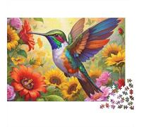 Hummingbird in Flowers 1000 Pieces Extra-Thick Cardboard DIY Jigsaw Puzzle, Cognitive Development & Rehabilitation Puzzle, Leisure Activity, Premium Quality Puzzle 70x50cm/1000pcs