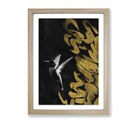 Hummingbird In The Dark In Abstract Modern Framed Print | A2 Oak Framed Wall Art | Ready to Hang | Abstract Fantasy Picture | Living Room Bedroom Lounge Office