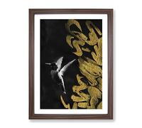 Hummingbird In The Dark In Abstract Modern Framed Print | A4 Walnut Framed Wall Art | Ready to Hang | Abstract Fantasy Picture | Living Room Bedroom Lounge Office