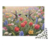 Hummingbird Jigsaw Puzzles 1000 Piece Challenge Toy for Adults,Flower Sea Ecology Impossible Jigsaw Puzzles 1000 Pieces Educational Games Home Decoration 1000pcs (75x50cm)