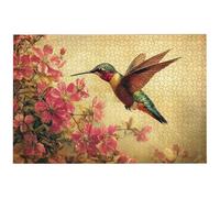 Hummingbird Jigsaw Puzzles for Adults 1000, 1000 Piece Jigsaw Puzzles for Adults, 75x50cm Hard Impossible Wooden Puzzle, Challenging Game for the Whole for Women, Gifts for Men, Theme: (Flower), -8409