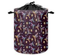 Hummingbird Laundry Hampers With Drawstring Floral Laundry Baskets For Bathroom Flower Portable Clothes Storage Organizer Basket Flowers And Birds W 35 L 44 Cm