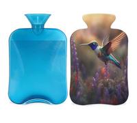 Hummingbird Lavender Flower Hot Water Bottle with Cover, 2L Hot Water Bag for Pain Relief, Neck and Shoulder, Hand Feet Warmer