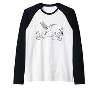 Hummingbird Line Art Birdwatcher Raglan Baseball Tee