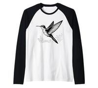 Hummingbird Line Art Birdwatcher Raglan Baseball Tee