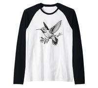 Hummingbird Line Art Birdwatcher Raglan Baseball Tee