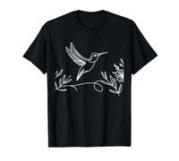 Hummingbird Line Art Birdwatcher Value Graphic T-Shirt, Men, Black, S